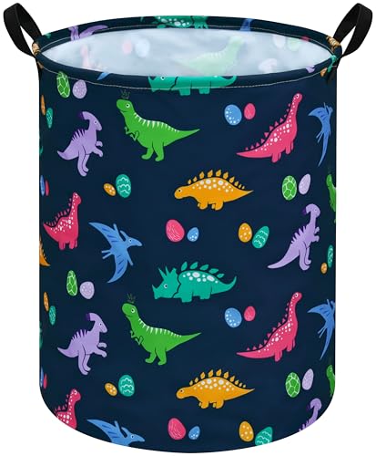 Image of Collapsible Kids Laundry Basket Clothes Hamper, Foldable Storage Organizer Bin, Toy Clothes Storage with Handles for Boys Girls Bedroom, Room Decor Dinosaur