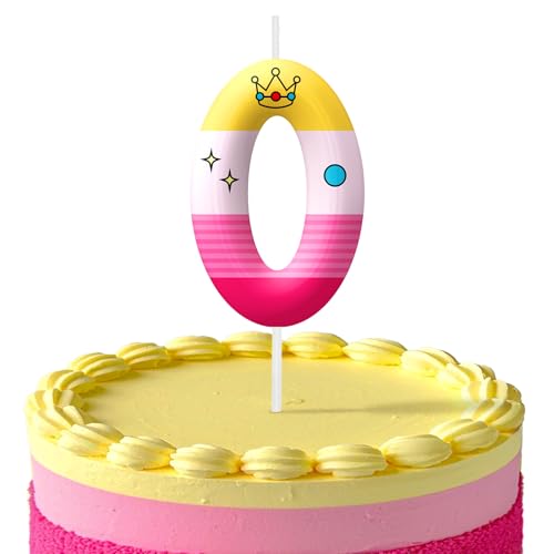 Image of Pink Cartoon Birthday Candles, Number 0 Candle Pink Themed Birthday Party Supplies, 2.4 inch Birthday Candles for Cake Topper Party Decorations, Birthday Decorations for Boys Girls (Number 0)
