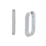 AllSaints Women's Pavé Geometric Link Hoop Earrings, One Size, Brass Glass, No Gemstone