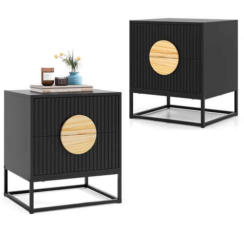 KOMFOTTEU Mesita de Noche con 2 Cajones