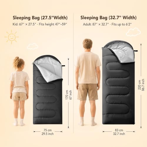 Set de Bolsas de Dormir 2-Pack para Adulto y Niños, Esenciales para Camping Familiar miniatura 3