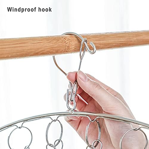 Rotatable Sock Hangers with Clips, 40 Clips Sock Dryer Hanger, 3mm Thick Stainless Steel Drip Hanger, Windproof Drying Rack Suitable for Baby Clothes, Underwear Sock Peg Hanger (3mm 40-clips)