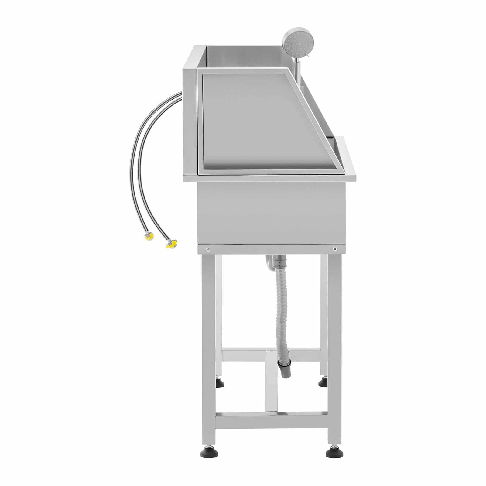 physa PHY-PWS-02 Bañera para perros hasta 60 kg Tina profesional para mascotas Material: Acero inoxidable Capacidad: 60 kg con accesorios