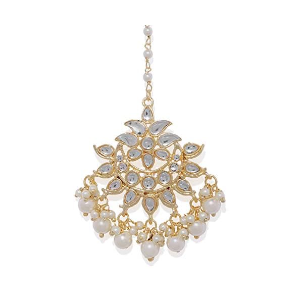 AccessHer traditional jewellery Kundan Chaandbali Style Maang Tika for women and girls pack of 1 - Image 3