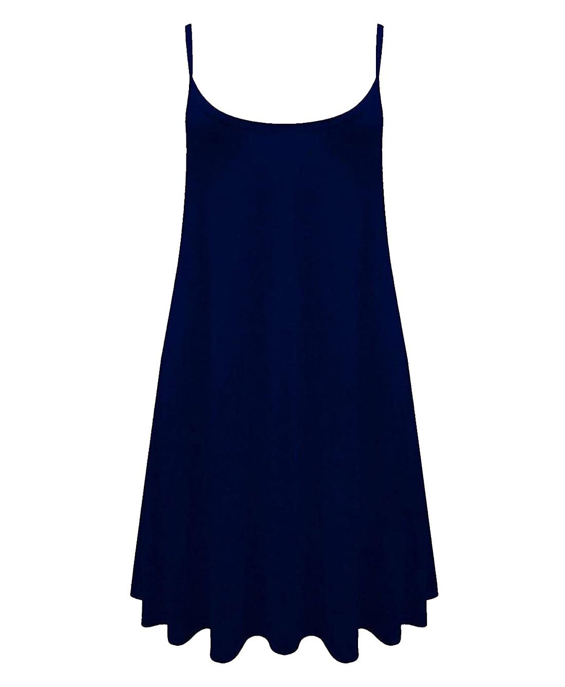 Riddled With Style Women's Navy. Sleeveless Cami Swing Dress Plain Top Strappy Cami Swing Dress Printed Cami Shirt Casual Wear Top Spaghetti Neck Fancy Party Flared Swing Dress