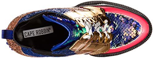 Cape Robbin Nell Gold Glitter Platform Chelsea Ankle Boots With Chunky Block Heels For Women Featuring A Sequined Tongue And Heel - Mermaid Size 9 #TOP4