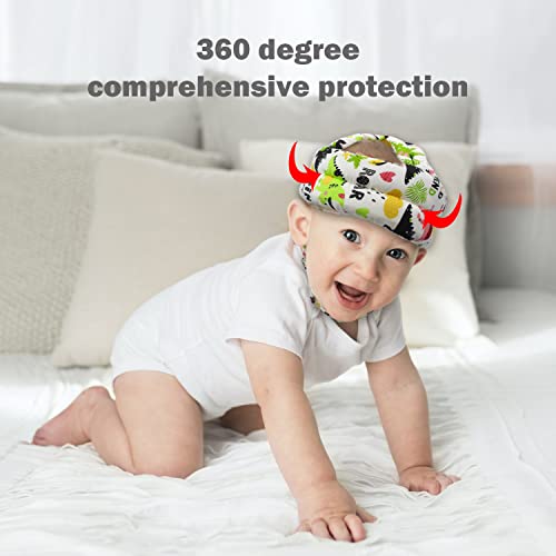 Image of Baby Head Protector Baby Helmet for Crawling Walking, No Bumps Safety Head Adjustable Protective Cap for Walking, Playing (Dinosaur C)
