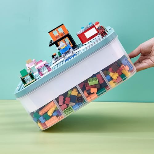 Caja de almacenamiento de bloques y juguetes pequeños con compartimentos 7