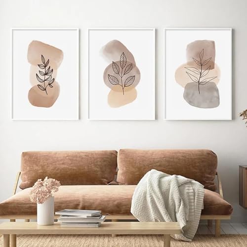 Peinture Murale Visage Ligne Art Boho Harmonie et Sérénité Beige pour Salon