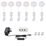 Vlio Under Cabinet Light Kit, LED Puck Lights, 15W, 1500LM, Cool White, Display Cabinet Lighting, Disc Light for Kitchen, Closet, Counter, Cupboard, Shelf, Wardrobe and More, Set of 6