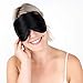 Dream Essentials Ultra Silk 360 Sleep Mask, Mulberry Silk Blindfold Eye Mask with 2 Fully Adjustable Straps, Thin Profile Night Mask Great for Side, Stomach, or Back Sleepers - Black