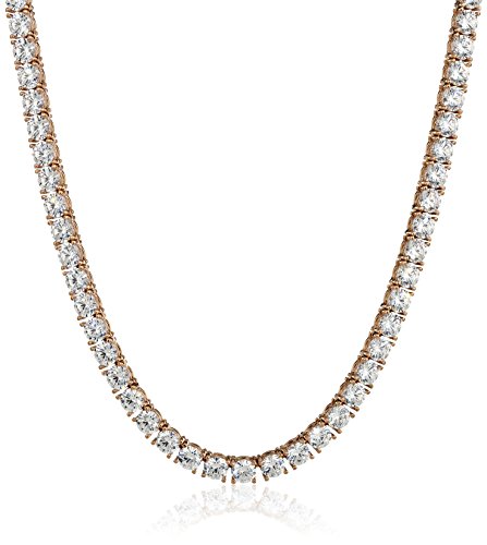 Amazon Essentials Women'S Platinum Plated Sterling Silver Tennis Necklace With Round Cut Infinite Elements Cubic Zirconia (Previously Amazon Collection)