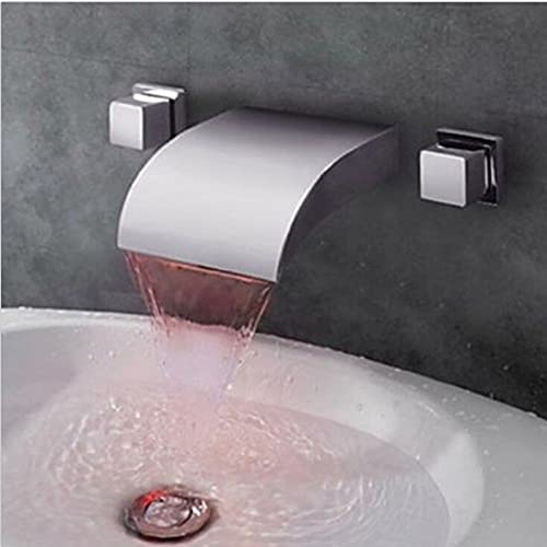 Mitigeur cascade salle de bain chrome à double poignée avec LED intégrée