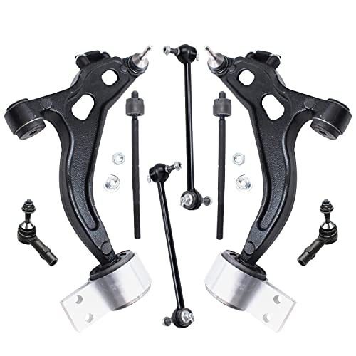 Image of Detroit Axle - AWD Front 8pc Control Arms Kit for 05-07 Ford Five Hundred Freestyle Mercury Montego, 2 Lower Control Arms w /Ball Joints 4 Tie Rods 2 Sway Bars 2005 2006 2007 Replacement