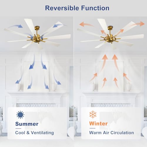 Image of Depuley Ceiling Fan Without Light: Big Indoor Outdoor Fan with Remote APP Control - Large Ceiling Fan no Light 8 Blade Reversible Quiet DC Motor Memory Function Timer 72 Inch White