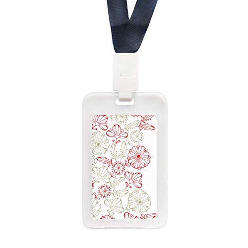 Porte-cartes transparent avec herbes rouges et fleurs fraîches séchées de bureau