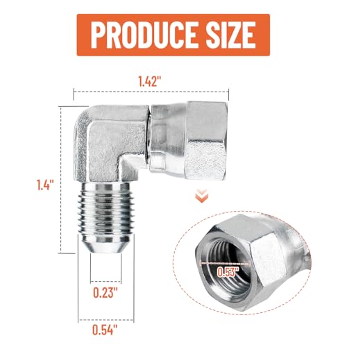 Image of 5 Pack 90 Degree Elbow JIC 37 Hydraulic Fittings: 3 /8 inch JIC Male x 3 /8 inch JIC Female, with Protection Cover Hydraulic Hose Swivel Crimp Fittings