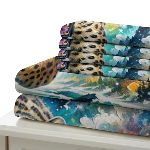 Housse de couette léopard de neige 3D en microfibre douce avec fermeture éclair cachée - 6