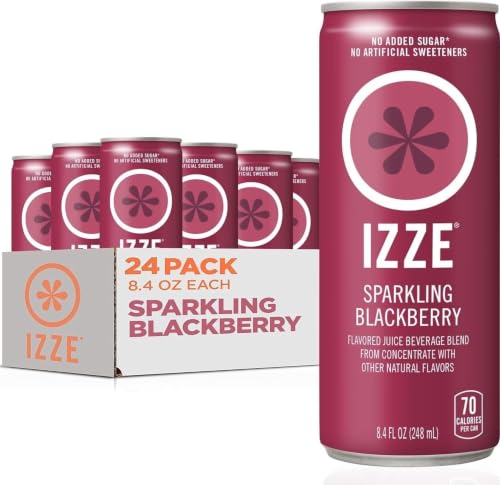 IZZE Sparkling Juice Beverage Blend, Blackberry, No Sugar Added, 8.4 FL OZ, 24 Cans