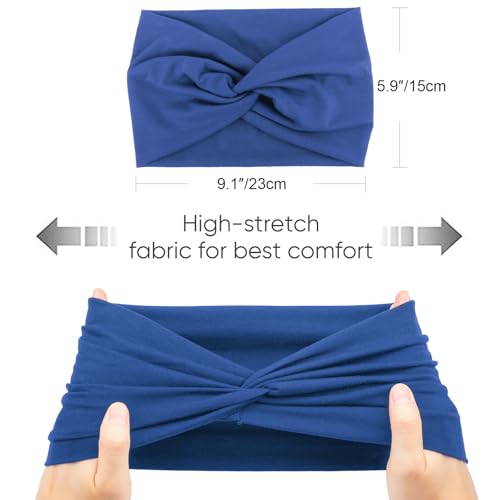 Image of DRESHOW 4 Pack Turban Headbands for Women Wide Vintage Head Wraps Knotted Cute Hair Band Accessories