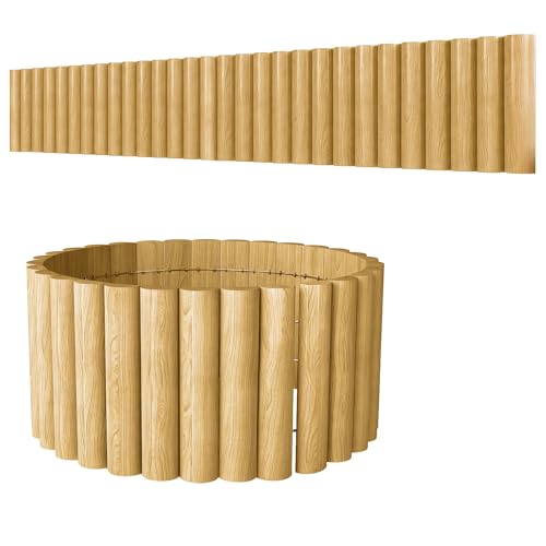 Outsunny Valla de jardín de madera, 176 cm x 30 cm, valla para perros, valla de paisaje, para jardín, parterres, barrera para animales, exterior de madera natural