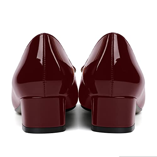 ROSERWISH Womens Slip On Patent Pointed Toe Casual Fashion Work Chunky Low Heel Pumps Shoes 1.5 Inch4