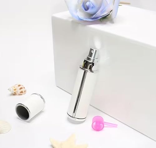 GABANA Vaporizzatore di profumo ricaricabile in pelle, 10 ml, multi-colore, con kit completo di strumenti di riempimento, compatto ed elegante da viaggio (bianco)
