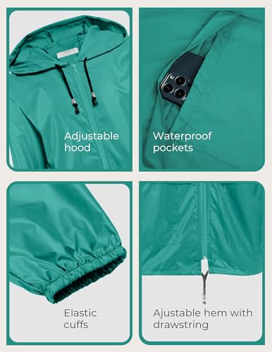 Image of COOFANDY Mens Packable Rain Jacket Lightweight Waterproof Raincoat with Hood Outdoor Rain Gear Travel Hiking Cycling