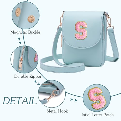 Image of Viverte Crossbody Purse for Teen Girls Small Initial Cell Phone Toddler Purse Leather Triple Compartment Crossbody Bags