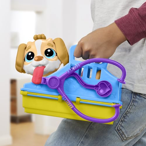 Play-Doh Coffret Le Cabinet Vétérinaire, Mallette Transportable avec Chien, 10 Outils et 5 Pots de Pâte à Modeler Atoxique, Jouet Créatif pour Enfants dès 3 Ans