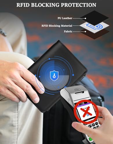 RFID Passport Holder for Women/Men Travel Gifts, Large Capacity Passport Wallet, Family Travel Documents Organizer with Card/Airtag Slots, Zipper coin pocket, Cash Holder Passport Cover Case (Black)2