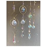 Flatland サンキャッチャー 水晶 アメジスト付き 天然石 4本セットクリスタル 吊り飾り パワーストーン 浄化 風水 インテリア ギフト (4, アメジスト)