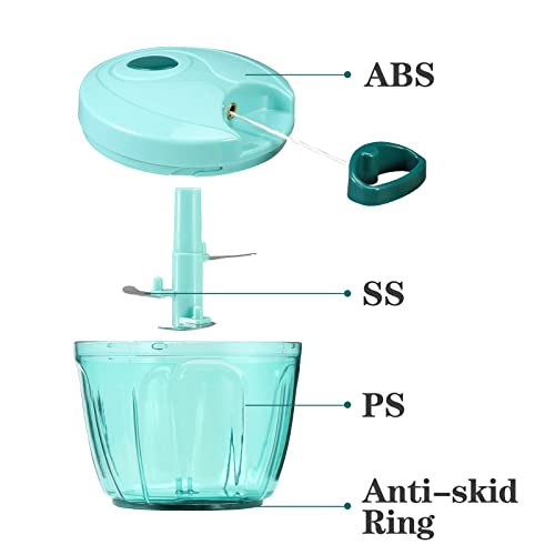 Image of Cambom Food Chopper Vegetable Cutter, Chopper Hand String Vegetable Chopper Onions Cutter for Vegetable Fruits Nuts Durable BPA Free Food Safe Material 650ML(Blue)