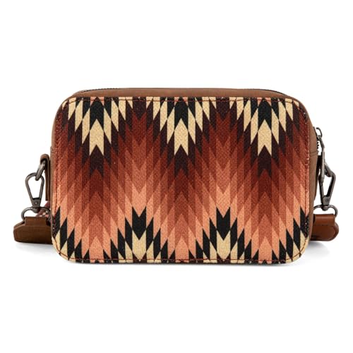 Image of Wrangler Aztec Crossbody Bag for Women Multi Pocket Shoulder Bag Boho Cross Body Wallet Purse