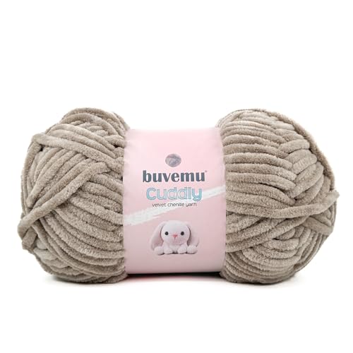 Image of Cuddly Velvet Chenille Yarn, Super Soft Fluffy Bulky for Knitting Crocheting Crafting Blanket Amigurumi, Durable for Shedding, 100 Gram (3.53 Ounces) 109 Yards (100 Meters) (Mink)