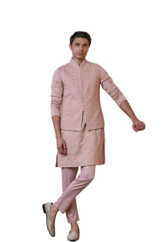 tasva Pink All Over Embroidered Kurta Bundi Set | Ethnic WEAR | Pink-picture-14