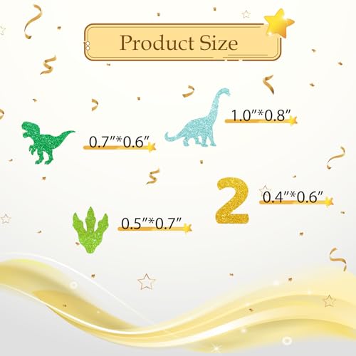 Image of 100pcs Dinosaur 2nd Birthday Confetti, Dino Two Table Confetti, Jungle Animal Paper Scatters for 2nd Anniversary Party Table Decoration