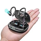 DEKSMO True Wireless Earbuds Noise Cancelling TWS in Ear Bluetooth Waterproof Headphones with Bass Stereo Microphone earhooks Earphone for iPhone Samsung Swimming Sport Running sweatproof Gym Workout