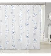 Erosebridal Blue Ribbon Bow Shower Curtain,Blue Coquette Bowknot Bathroom Decor for Girls Kids,Gi...