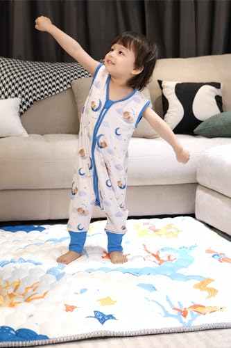 Image of Baby Sleep Sack with Feet 12-18 Months 0.5 Tog 95% Rayon from Bamboo 5% Spandex Breathable Sleep Sacks Baby Walker Quilted Wearable Blanket with Legs 2-Way Zipper Bear