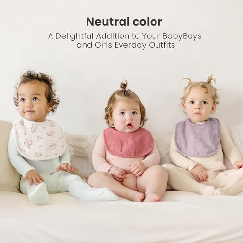 Image of Konssy 10-Pack Muslin Baby Bibs for Drooling and Teething
