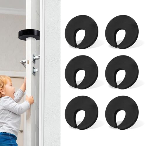 6 Pcs Premium Door Pinch Guard, Door Finger Pinch Guard for Kids Room, Foam Door Stopper for Single Area Use, Child Safety Finger Protection, Reusable & Wall-Friendly, White/Black