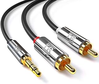 TechRise RCA to 3.5mm Audio Cable, RCA Audio Cable 2RCA Phono Aux Lead Red And White Headphone Mini Jack Stereo Cord Braided Compatible With TV Phone Mixer DVD Hi-Fi Speaker Car Amplifier (2.5M)