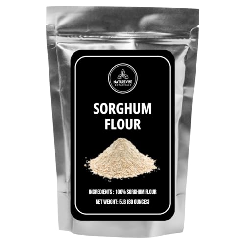 Naturevibe Botanicals Sorghum Flour 5 lb | 100% Whole Grain Gluten-Free Flour | Non-GMO, Stone-Ground | Mild Flavor | Ideal for Baking, Rotis, Bread, Pancakes & Healthy Cooking