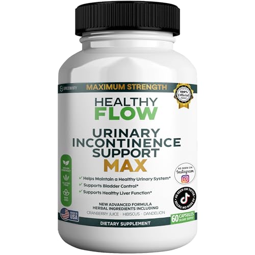 Image of Healthy Flow Urinary Incontinence Support Max, 60 Veggie Capsules, Cranberry Juice Hibiscus Dandelion Formula, 30 Day Supply