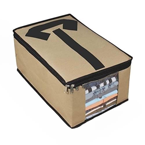Non Woven Fabric Saree Cover/shirt/Jeans Clothes Organiser For Wardrobe Set with Transparent Window, zipper closure Extra Large cloth storage bag (Multicolour) (Combo of 8) (B0BGS8PR75) Amazon Price History, Amazon Price Tracker