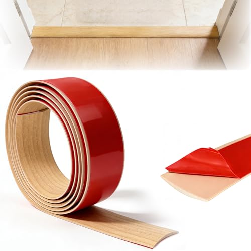 Tapajuntas Suelo Adhesivo, Perfil de Transición para Suelo 2M x 5CM, Tira de Umbral PVC Autoadhesiva, Perfil Transición Suelo para Unir Huecos de Parquet, Baldosas y Laminado (Roble Claro-2m5cm)