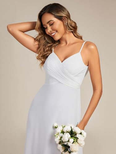 Image of Ever-Pretty Women's Summer Backless Spaghetti Strap Chiffon Bridesmaid Dresses Empire Waist Formal Wedding Guest Dress