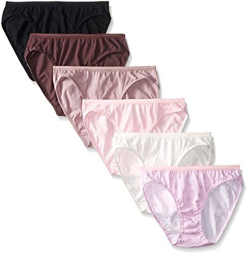 Fruit of the Loom womens Tag Free Cotton Panties bikini underwear, 6 Pack - Assorted Colors, 5 US