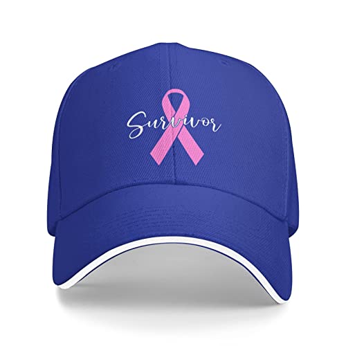Survivor Breast Cancer Awareness Duck Tongue Classic Baseball Cap - Men Women Sandwich Hat Blue #TOP1